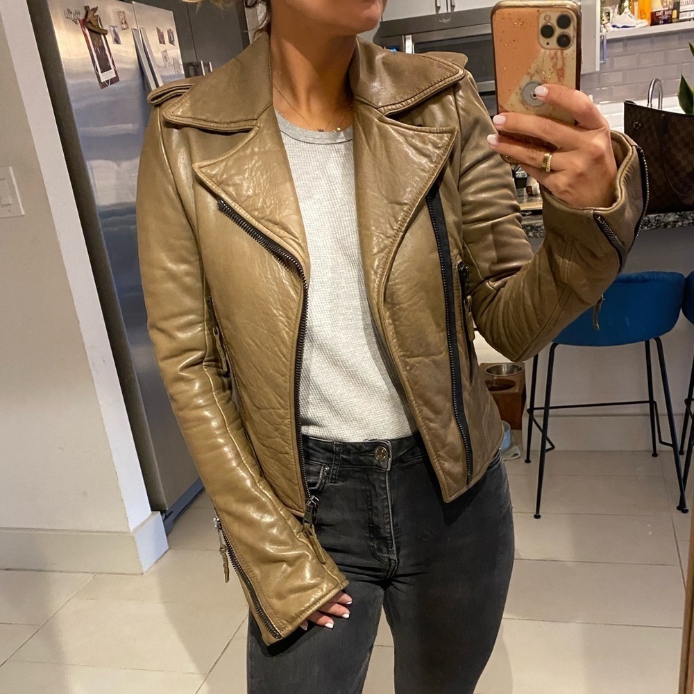 Balenciaga leather jacket lamb green/khaki Small - Picture 9 of 12